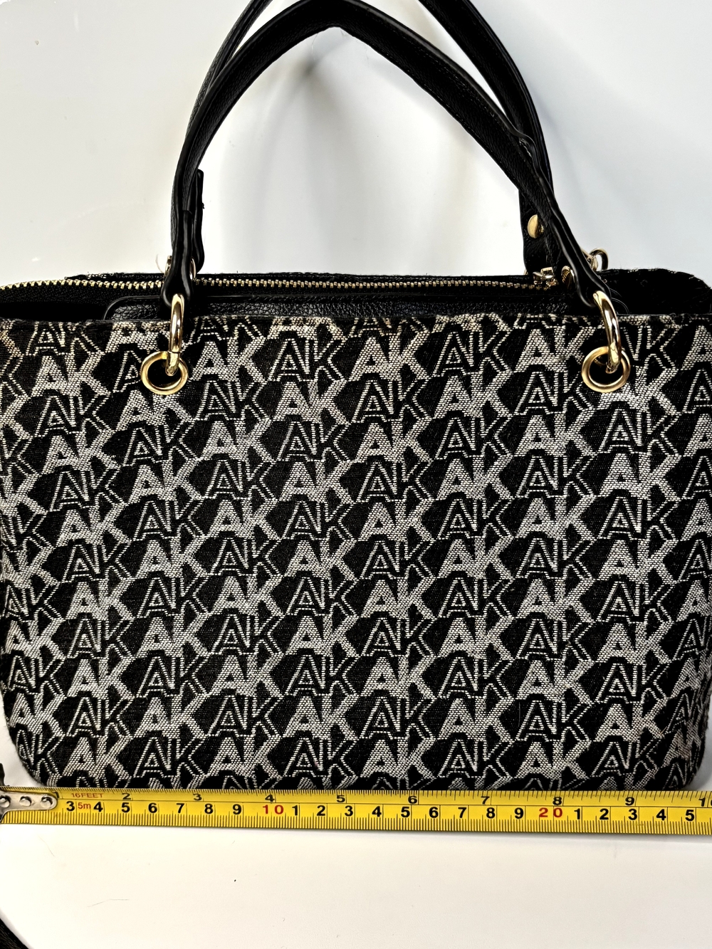 Anne Klein Black and Gray Logo Shoulder Tote with Detachable Zip Pouch - Picture 2 of 6